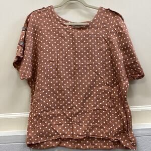 Lands Downunder women’s polka dot short sleeve blouse top